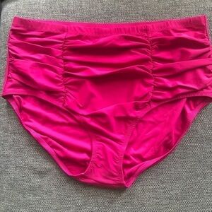 RAISINS Curve Costa Plus Size Solid High-Rise Swim Bikini Bottom Pink 22W